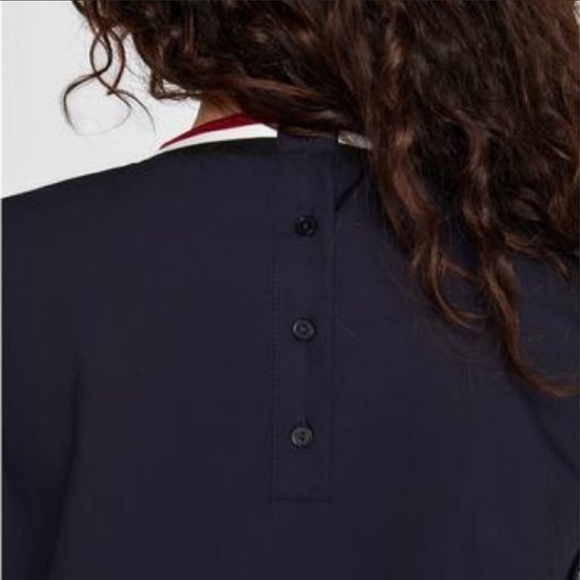 Zara Striped White Navy Long Sleeve Button Front Shift Dress half Sweater XS - Picture 5 of 16